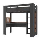 Cama Alta Multifuncional Com Escrivaninha Penteadeira Grafite