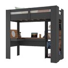 Cama Alta Multifuncional Com Escrivaninha Penteadeira Grafite