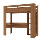 Cama Alta Multifuncional Com Escrivaninha Penteadeira Nogal