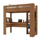 Cama Alta Multifuncional Com Escrivaninha Penteadeira Nogal