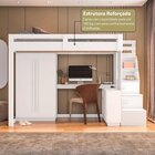 Cama Alta Office Adulto Com Roupeiro E Escrivaninha Moon Yesc