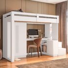 Cama Alta Office Adulto Com Roupeiro E Escrivaninha Moon Yesc