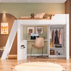 Cama Alta Office Infantil E Juvenil Com Escrivaninha E Roupei