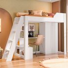 Cama Alta Office Infantil E Juvenil Com Escrivaninha E Roupei