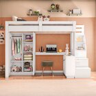 Cama Alta Office Infantil Juvenil Com Roupeiro E Escrivaninha