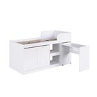 Cama Alta Solteiro Multifuncional Com Escrivaninha Branca