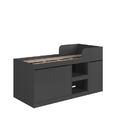 Cama Alta Solteiro Multifuncional Com Escrivaninha Grafite