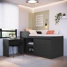 Cama Alta Solteiro Multifuncional Com Escrivaninha Grafite