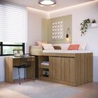 Cama Alta Solteiro Multifuncional Com Escrivaninha Mel