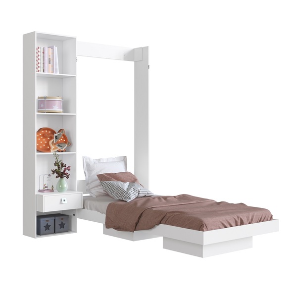 Cama Articulável Vertical Solteiro C/ Estante 90 Vancouver Br