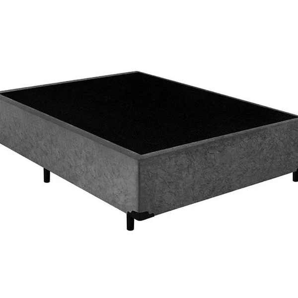 Cama Base Casal Suede 138 X 188cm - Genki Kenko Cinza