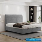 Cama Baú Flutuante Space King Size Linho - Skybox - Cinza
