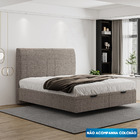 Cama Baú Flutuante Space King Size Linho - Skybox - Marrom