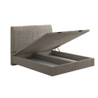 Cama Baú Flutuante Space King Size Linho - Skybox - Marrom