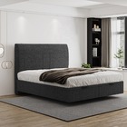 Cama Baú Flutuante Space Queen Size Linho - Skybox - Preto