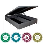 Cama Baú Queen Em Courino 158cm X198cm Madeira Em Eucalipto C