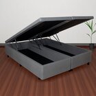 Cama Baú Queen Em Courino 158cm X198cm Madeira Em Eucalipto C