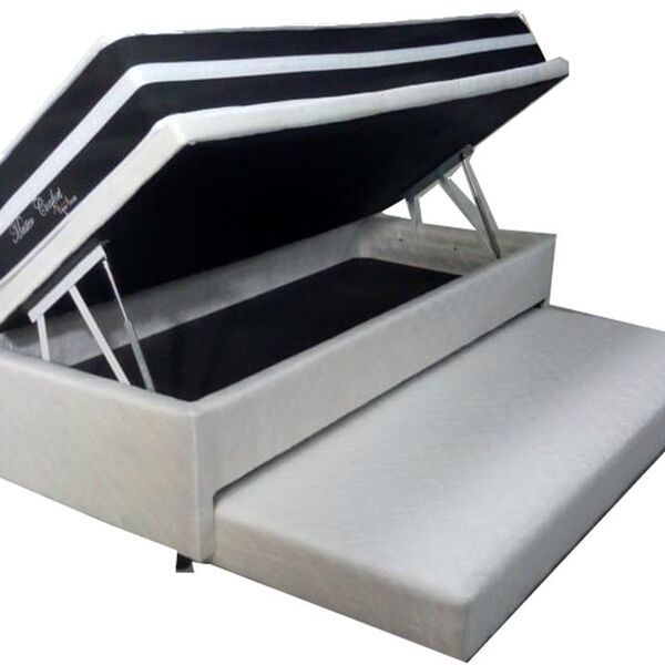 Cama Baú Solteiro 3 Em 1 C/ Cama Auxiliar Em Espuma Corino Br