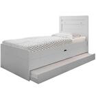 Cama Baú Solteiro Branco Com Aux. Com Colchões