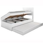 Cama Baú Solteiro Branco Com Aux. Com Colchões