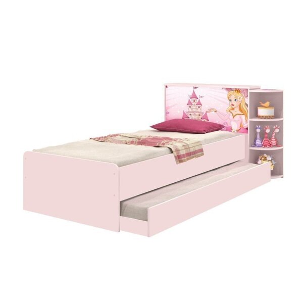 Cama Baú Solteiro Com Cama Auxiliar Liz Rosa