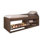 Cama Bau Solteiro Com Colchão E Sapateira Embutida Chocolate