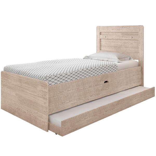 Cama Baú Solteiro Larissa Amarula Com Aux. Com Colchões