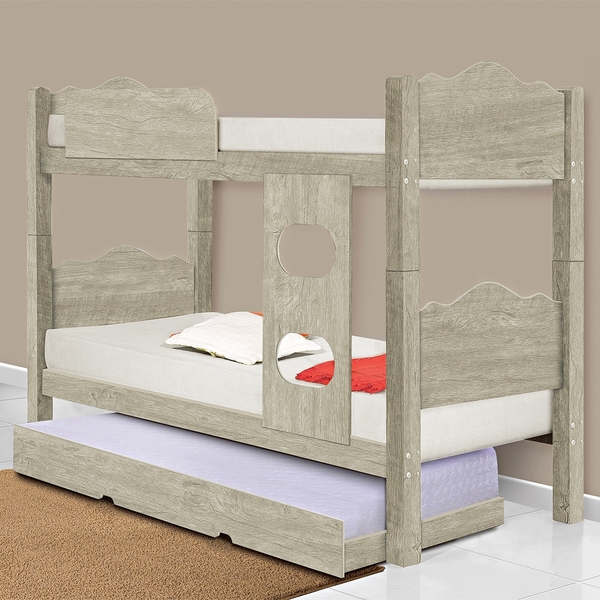 Cama Beliche Romeno Ártico Com Auxiliar E Colchões