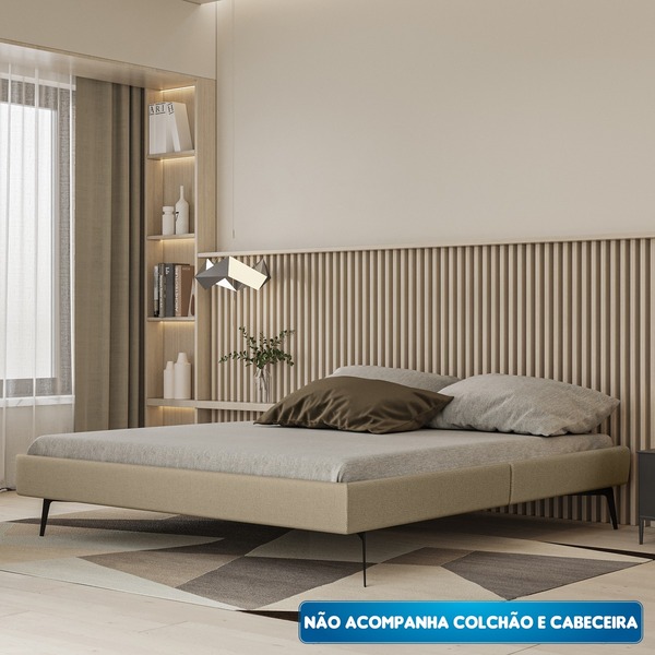 Cama Bi Partida Slim King Em Linho Sem Cabeceira - Skybox - B