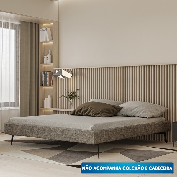 Cama Bi Partida Slim King Em Linho Sem Cabeceira - Skybox - M