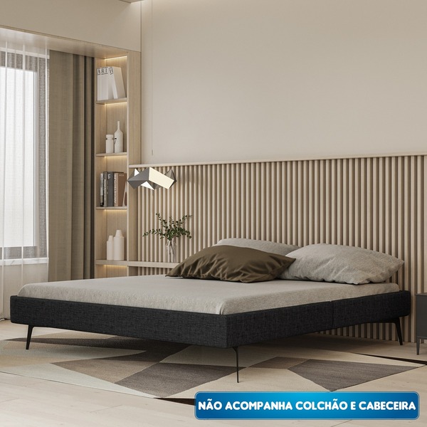 Cama Bi Partida Slim King Em Linho Sem Cabeceira - Skybox - P