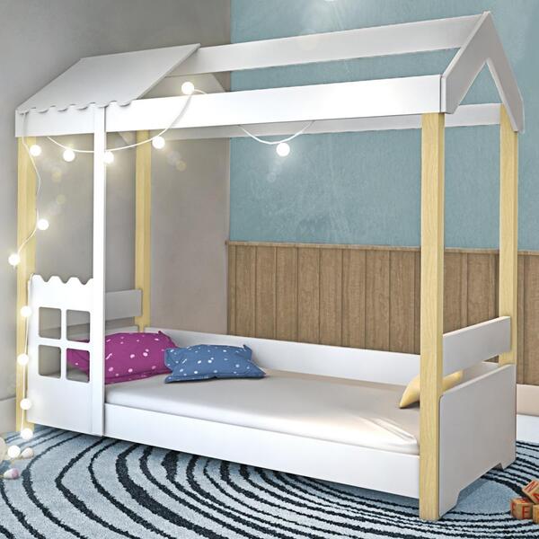 Cama Bianca Solteiro Branco Com Colchão E Led