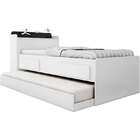 Cama Bibox C/ Baú E Gaveta Onix - Robel - Branco / Preto Bril