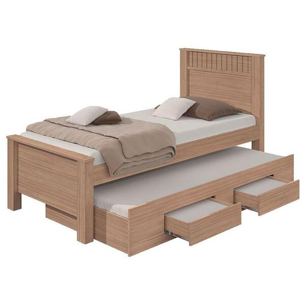Cama Bibox Solteiro Athenas Flex Lopas Carvalho Naturale
