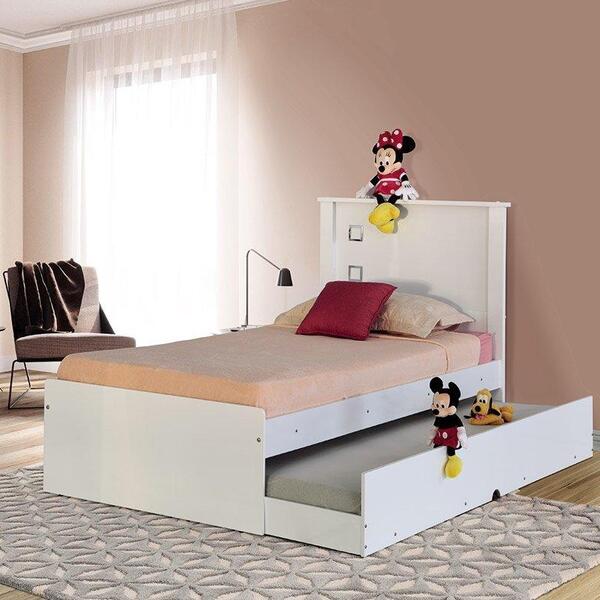 Cama Bibox Solteiro Barcelona Branco Com Colchões