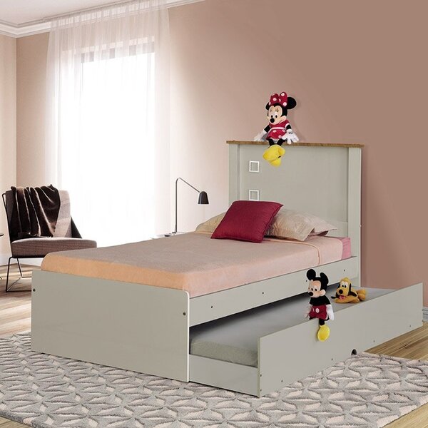 Cama Bibox Solteiro Barcelona Off White/madeira - Tebarrot