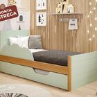 Cama Bibox Solteiro Elza Verde/nature Com Proteção Lateral E