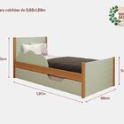 Cama Bibox Solteiro Elza Verde/nature Com Proteção Lateral E