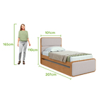 Cama Bibox Solteiro Loop - Lopas Amendoa Clean-off White