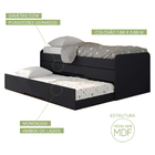 Cama Bicama Quarto Solteiro Juliette Com Auxiliar E Gavetas