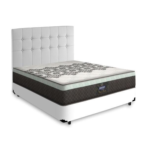 Cama Box + Cabeceira Cassis Branca E Colchão De Molas Ensacad