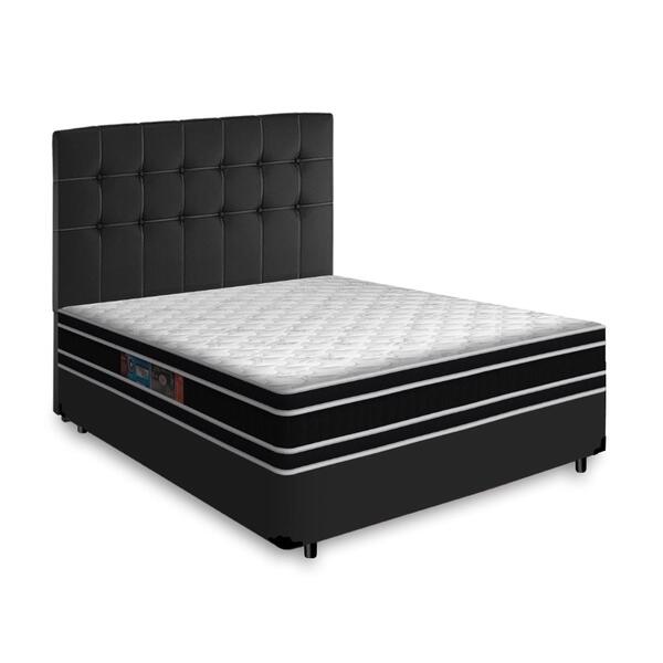 Cama Box + Cabeceira Cassis E Colchão Casal - Castor - Black White D33 ...