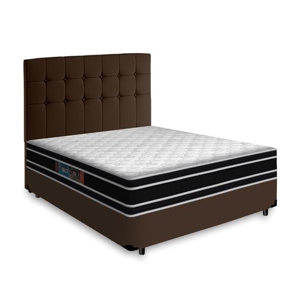 Cama Box + Cabeceira Cassis E Colchão Casal - Castor Black Wh