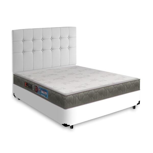 Cama Box + Cabeceira Cassis E Colchão Casal - Castor - Sleep