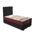 Cama Box + Cabeceira Cassis Preta E Colchão De Espuma D28 Sol