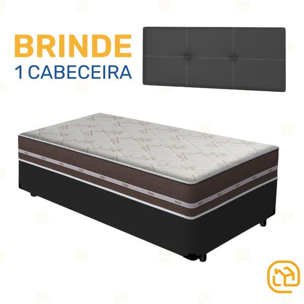 Cama Box + Cabeceira Painel Iris + Colchão De Solteiro Classi