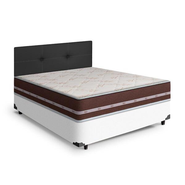 Cama Box + Cabeceira Painel Iris + Colchão Viúva Classic Supe