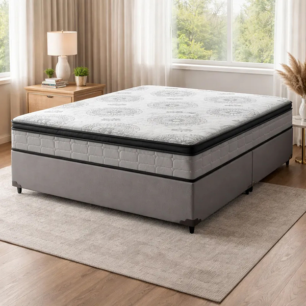 Cama Box + Colchão Anjos de Espuma D33 Pillow In Ortosleep Qu