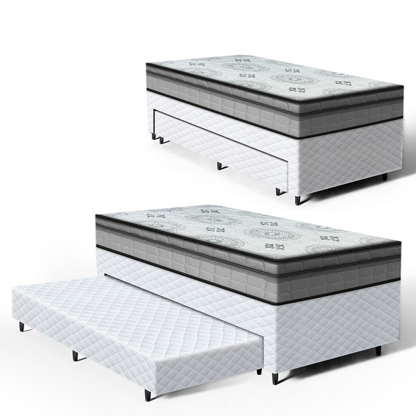 Cama Box + Colchao Anjos Espuma D33 Pillow In Ortosleep + Aux