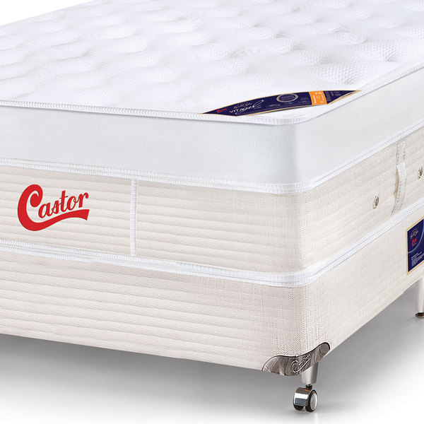 Cama Box + Colchão Casal Castor Gold Star Vitagel One Face Max 138 X 188 X  80 | Leroy Merlin